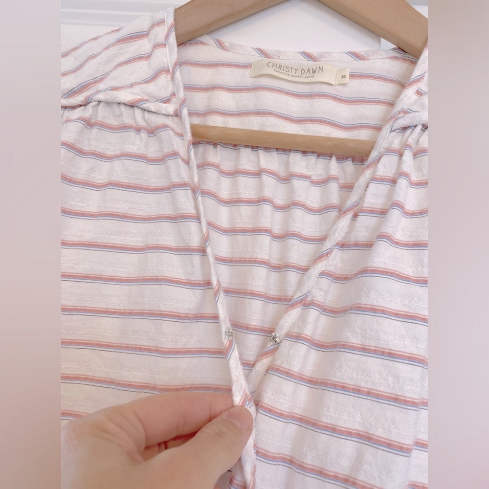 🚨 S O L D 🚨 Christy Dawn “washed thulian embroidered striped”, stripe dress xs - Picture 5 of 12
